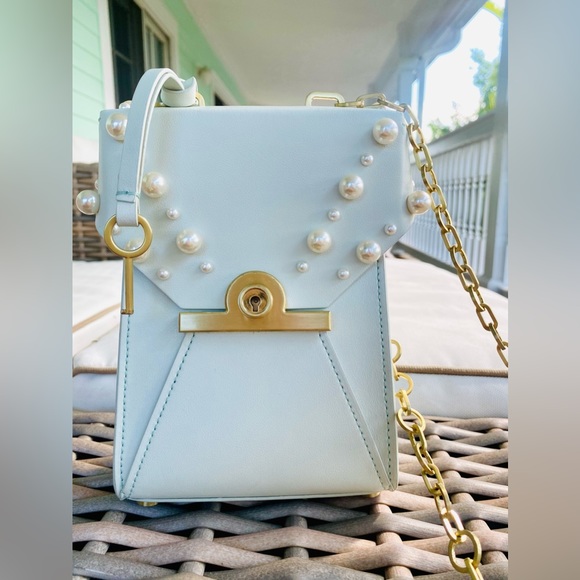 ZAC Zac Posen Amelia Embellished Leather Phone Crossbody Bag EUC - Picture 8 of 17